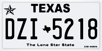 TX license plate DZI5218