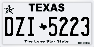TX license plate DZI5223