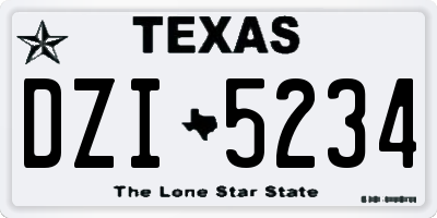 TX license plate DZI5234