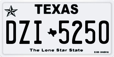 TX license plate DZI5250
