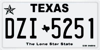 TX license plate DZI5251