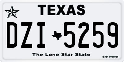 TX license plate DZI5259