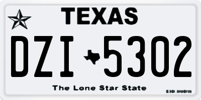 TX license plate DZI5302