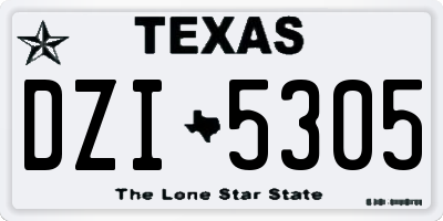 TX license plate DZI5305