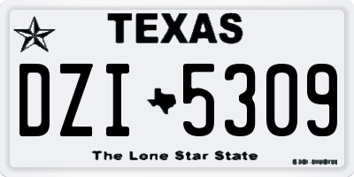 TX license plate DZI5309
