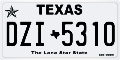 TX license plate DZI5310