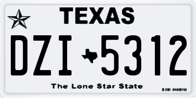 TX license plate DZI5312