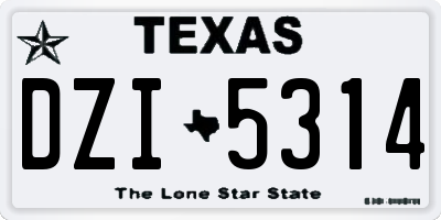 TX license plate DZI5314