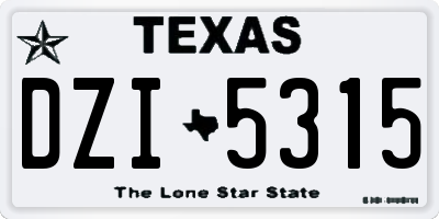 TX license plate DZI5315