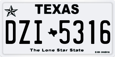 TX license plate DZI5316