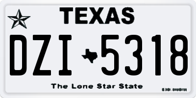TX license plate DZI5318