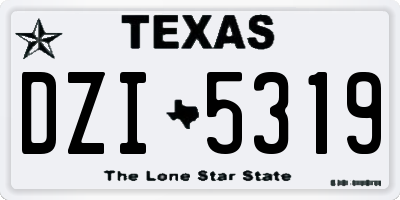 TX license plate DZI5319
