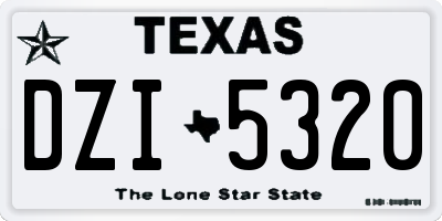 TX license plate DZI5320
