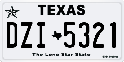 TX license plate DZI5321