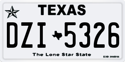 TX license plate DZI5326