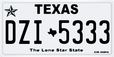 TX license plate DZI5333