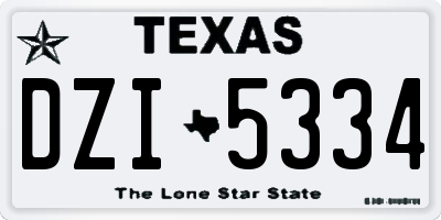 TX license plate DZI5334