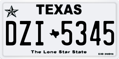 TX license plate DZI5345