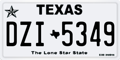 TX license plate DZI5349