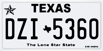 TX license plate DZI5360
