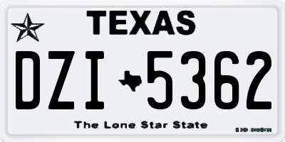 TX license plate DZI5362