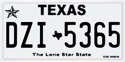 TX license plate DZI5365