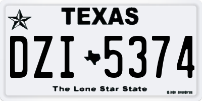 TX license plate DZI5374
