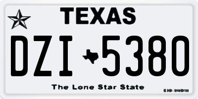 TX license plate DZI5380