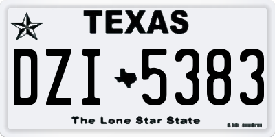 TX license plate DZI5383