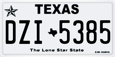 TX license plate DZI5385