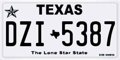 TX license plate DZI5387