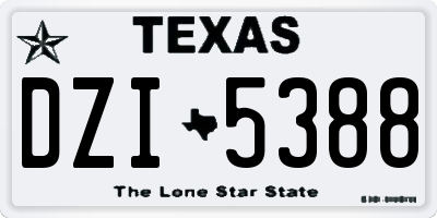 TX license plate DZI5388