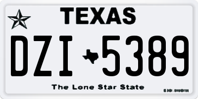 TX license plate DZI5389