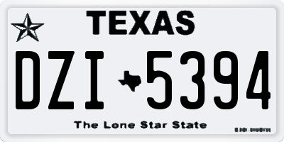 TX license plate DZI5394