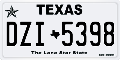 TX license plate DZI5398