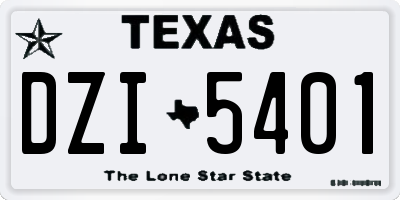 TX license plate DZI5401