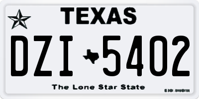 TX license plate DZI5402