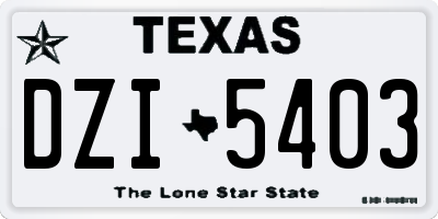 TX license plate DZI5403