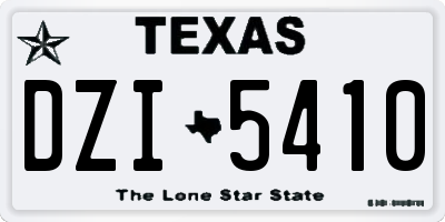 TX license plate DZI5410