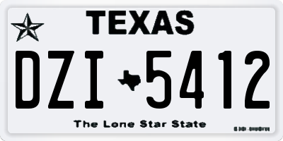 TX license plate DZI5412