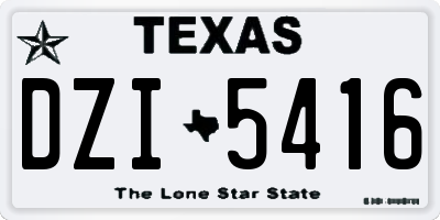 TX license plate DZI5416