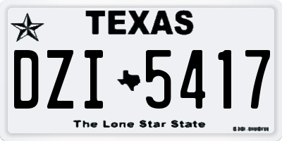 TX license plate DZI5417