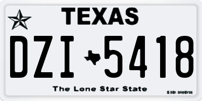 TX license plate DZI5418