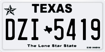 TX license plate DZI5419