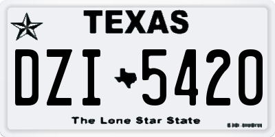 TX license plate DZI5420