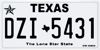 TX license plate DZI5431