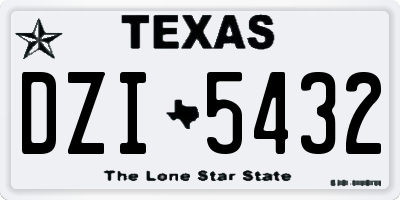 TX license plate DZI5432