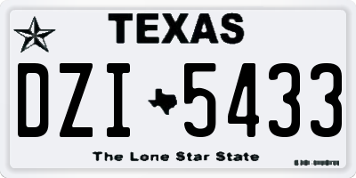 TX license plate DZI5433