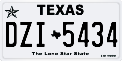 TX license plate DZI5434