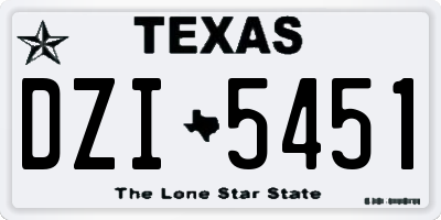 TX license plate DZI5451